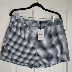 Theory Blue and White Checkered Women's Shorts